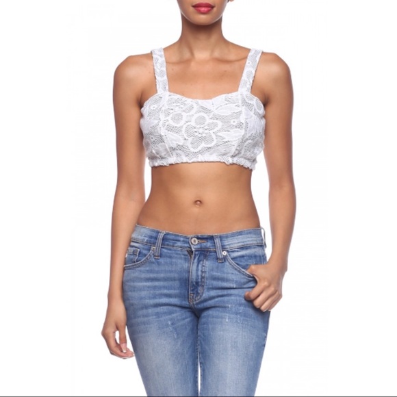 NWOT Gray Back Cutout Floral Lace Bra Crop Top - Picture 10 of 14